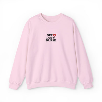 Off Duty Nurse Heart Embroidered Crewneck Sweatshirt