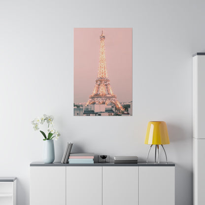 Sunset Paris Eiffel Tower Matte Canvas, Stretched