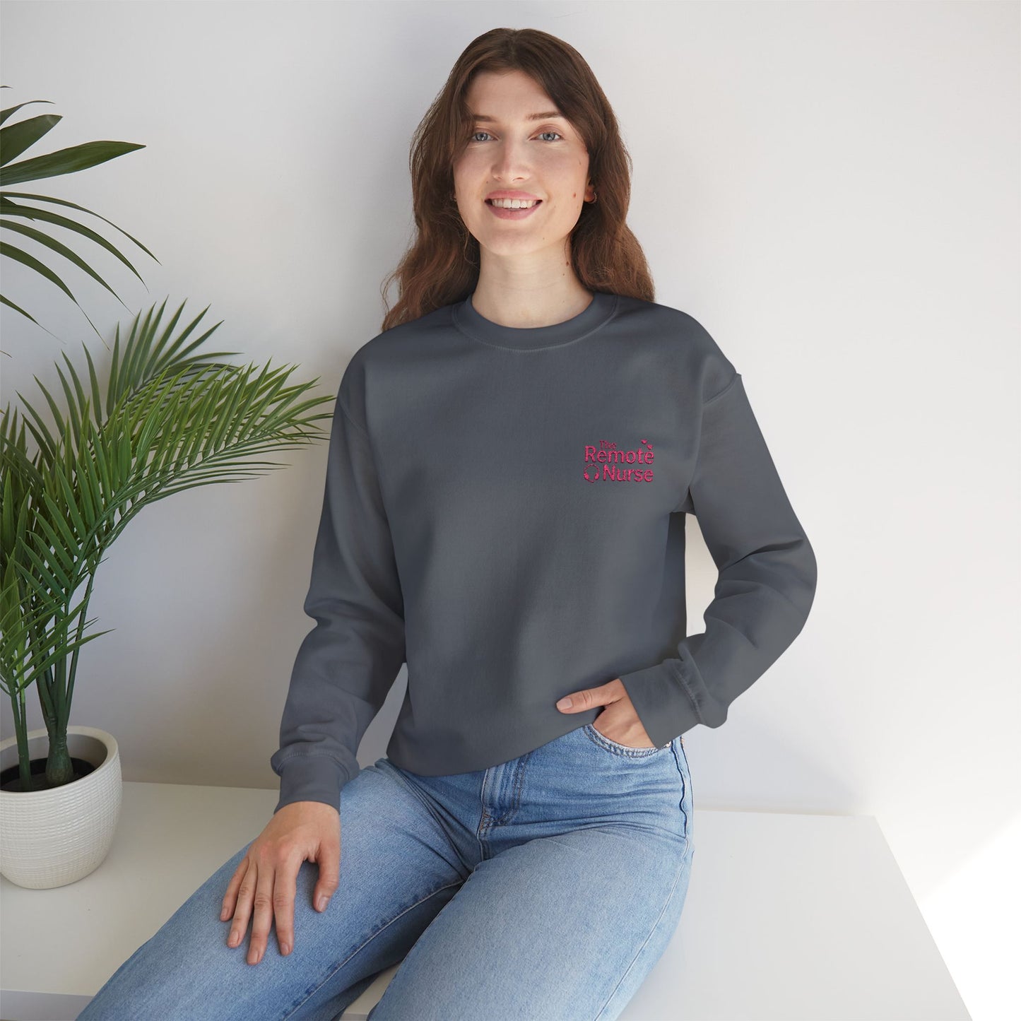 The Remote Nurse Embroidered Crewneck Sweatshirt